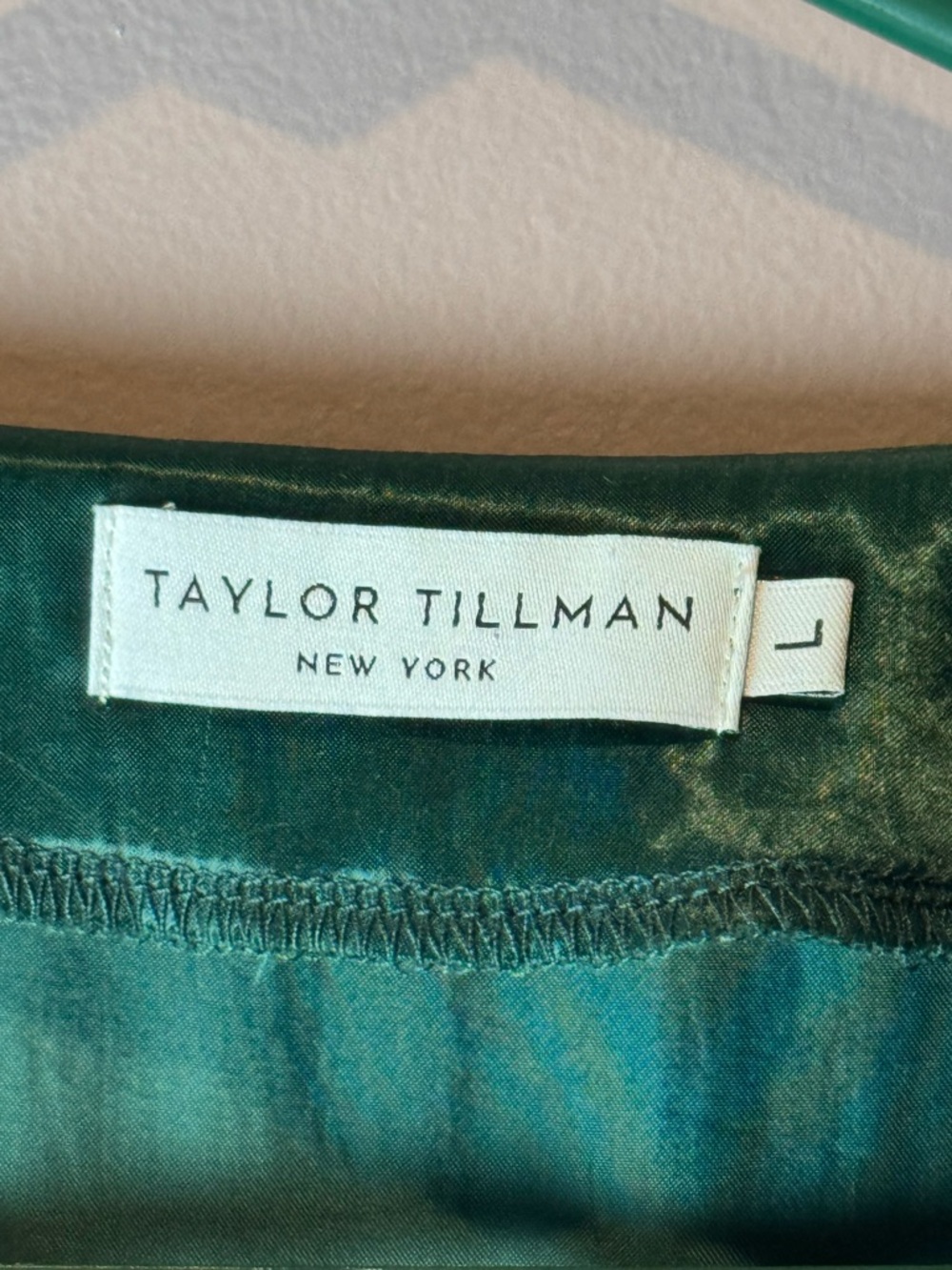 Taylor Tillman Green Satin Shiny Dress L - Picture 8 of 9